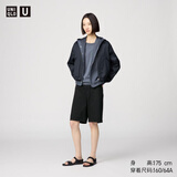 优衣库女装牛仔风百慕大式短裤/水洗产品中裤476946 09 黑色 24 /155/62A