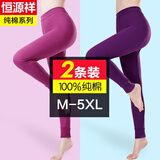 恒源祥女士秋裤纯棉薄款保暖裤内穿全棉毛裤中老年人妈妈打底衬裤秋冬季 【2条装】豆沙红+紫罗兰 2XL (180)