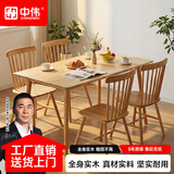 中伟实木餐桌家用饭桌子会议洽谈桌小户型餐厅家具长方形1.2米单桌