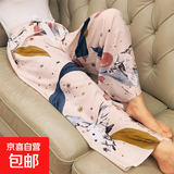 棉绸睡裤女夏季薄款人造棉防蚊裤阔腿裤绵绸2025年新款沙滩裤子 水墨画 XL （建议135-160斤）