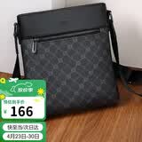 高尔夫GOLF单肩包男士大容量复古印花斜挎包男竖款可装ipad商务休闲小方包随身挂包男 黑色 送男友父亲礼物