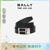 巴利（BALLY）男士腰带商务方扣双面腰带6307811黑色120cm新年礼物