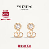 华伦天奴VALENTINO[礼物]女士 VLOGO SIGNATURE 仿水晶金属耳环 金色/水晶色 均码