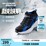Skechers斯凯奇儿童秋冬休闲男女童二棉鞋轻质加绒保暖靴405222L/302583L 男童/黑色/宝蓝色/BKRY 35