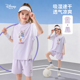 迪士尼女童运动套装2026新款速干衣儿童短袖套装夏季上衣短裤两件套童装