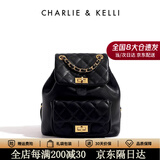 CHARLIE&KELLI CK品牌包包女款2026新款菱格链条双肩包小香风背包书包生日礼物 骑士黑【京仓配送 赠专柜礼袋】