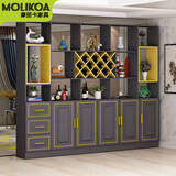 MOLIKOA 实木进门玄关隔断柜客厅简约现代屏风酒柜一体门厅装饰柜入户鞋 120cm2门3抽屉深灰生态板 上门安装