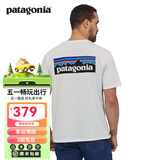 巴塔哥尼亚（Patagonia）男女情侣通勤短袖夏季P-6 Logo混纺棉休闲潮流户外透气T恤 38504 WHI（实物白里透蓝） S 164/175(CM)  60/69(KG)