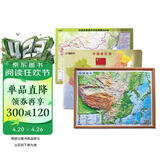 3D凹凸立体中国地形图套装（立体地形图+地形政区双面填充地图+中国拼图）