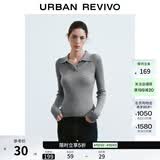 UR2024秋季新款女装纽扣翻领修身针织衫UWM940011 冷灰 S