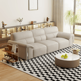 左右大黑牛6050头层牛皮现代简约皮艺沙发奶茶白2.76m客厅沙发