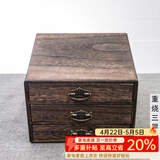 容山堂收纳 实木普洱茶盒 开茶盘分茶饼盒白茶收纳架存茶柜 重烧三层茶盒