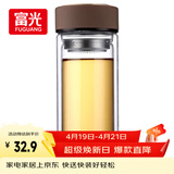 富光 男女士双层玻璃杯 高硼硅玻璃304茶隔水杯子 带茶隔泡茶杯500ml