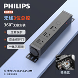 飞利浦（PHILIPS）无线PDU机柜插座过载超功率保护电竞排插3位自接线1.5平方插线板/插排接线板工程机房弱电箱拖线板