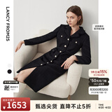 朗姿棉质复古小香风设计感高级感显瘦裙子通勤休闲收腰连衣裙冬季 黑色2 S