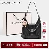 CharisKitty小c&k托特包包女包2026夏季新款单肩包轻奢斜挎包母亲节生日礼物 Black黑色【广州总仓发货-代写贺卡】