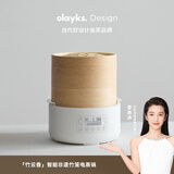 olayks立时 竹木蒸笼蒸锅 竹笼电蒸锅 多功能早餐机家用 速热包子不滴水可定时预约保温升级款 2层