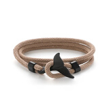 QMXD手链男潮欧美鲸鱼尾手工编织手绳活扣可调节情侣手链闺蜜手链礼物 卡其色