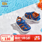 Skechers斯凯奇童鞋男宝宝凉鞋小童包头沙滩鞋魔术贴夏季学步鞋400041N 男童/蓝色/橘色/BLOR 22