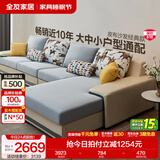 全友家居现代简约风L型布艺沙发家用客厅科技布转角沙发家具政府补贴 水蓝|布皮沙发|面料可拆洗|左妃位 多人位 3.67m