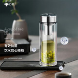 万象（WANXIANG）抗菌双层玻璃杯礼盒装V49RgL商务便携钛银色水杯480ml车载办公杯