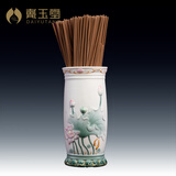 戴玉堂 陶瓷装香筒荷叶插香筒立式竹签线香放香筒摆件家用佛前供奉 8吋凝香筒 D14-97A