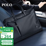 POLO公文包软皮男士商务手提包16英寸电脑包横款单肩文件包生日礼物
