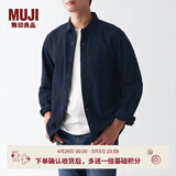 MUJI 男式 法兰绒 衬衫 男士长袖衬衣外套 休闲纯棉全棉 ACA77C1A 藏青色 M (170/92A)