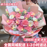 馨仪鲜花速递玫瑰向日葵康乃馨花束生日礼物全国同城配送 康乃馨玫瑰混搭花束