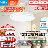 美的（Midea）吊扇灯一体风扇灯餐厅客厅卧室led隐形扇护眼36w灯具熟睡风包安装