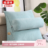 恒源祥床头靠垫护腰床上靠背三角沙发靠枕头可拆洗办公室软包汽车腰靠 湖蓝色-厚20cm（韩国绒） 大号60*50cm（长*高）