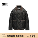 森马（Semir）羽绒服女中长款轻薄拼接灯芯绒翻领2024冬季三防外套109724113004