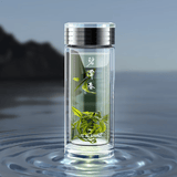 思宝玻璃杯碧潭春男女士双层水杯商务水晶茶杯便携泡茶杯子团购定制 360ml【推荐容量】