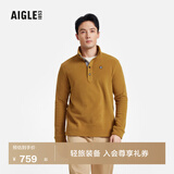 AIGLE艾高抓绒衣经典款POLARTEC户外保暖休闲耐穿半拉链上衣男士 烟草色 BE483 M (175/92A)