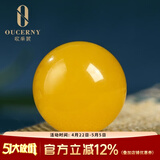 欧采妮（OUCERNY）天然蜜蜡散珠琥珀满蜜鸡油黄老形圆珠配珠佛珠文玩手串配件珠单颗 8mm+（优质弹力绳+引线）