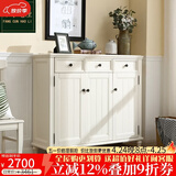 方寸毫厘 鞋柜 实木鞋柜玄关柜入户门厅柜美式乡村多用途储物柜实木家具 三门鞋柜 象牙白色（长1.3米） 柜体整装发货