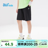 361°儿童短裤夏季男女童3-12岁透气运动裤梭织五分裤 黑 140