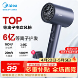 美的（Midea）6亿等离子护发电吹风 家用负离子吹风筒 1800W大功率快干不伤发 便携吹风机FJ308蓝 节日/生日礼物