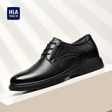 海澜之家HLA皮鞋男款头层牛皮鞋子男正装商务休闲鞋男 T010黑色43