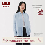 MUJI女式 汉麻水洗衬衫领长袖衬衫女士衬衣外套外衣 25年夏季女装上衣 蓝色条纹 L （165/88A）
