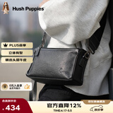 暇步士（Hush Puppies）男士单肩包斜挎包新款时尚户外通勤真皮邮差包牛皮小背包送男友 黑色HA-2011708W-5710