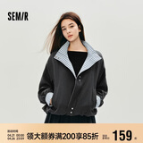森马（Semir）外套女秋季花苞拼接格子宽松立领2025风文艺通勤夹克10A525108004