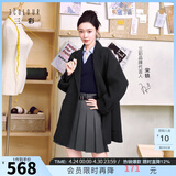 三彩【宋轶同款】【100绵羊毛】2025冬季新款双面呢大衣中长毛呢外套S 深邃灰 XL 170/92A