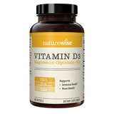 自然薇萃（naturewise）维生素D3K2镁三合一软胶囊90粒5000IU阳光瓶甘氨酸镁备孕成人补钙