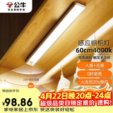 公牛（BULL）感应橱柜灯衣柜灯LED人感光感老人卧室床沿玄关橱柜厨房60CM4000K