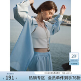 范思蓝恩蓝色衬衫套装女透气2024夏季新款短裤清凉24FS12148 冰川蓝（衬衫） M
