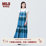 MUJI女式马德拉斯格纹吊带连衣裙女装裙子格子裙纯棉全棉长裙BC2IIA4S 蓝色格纹 XL 165/92A