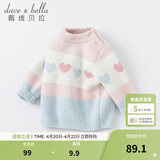 戴维贝拉（DAVE＆BELLA）女童毛衣半边绒儿童针织衫女春季幼儿线衣小童春装幼童线衫打底衫 粉色 73 cm（建议身高66-73cm）