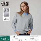 Teenie Weenie小熊秋季简约圆领套头卫衣学院风短款上衣休闲时尚女 浅灰色 S (160)