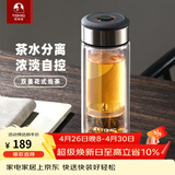特美刻（TOMIC）茶水分离杯双层玻璃泡茶杯男女士大容量耐高温商务生日新年礼物 枪灰色